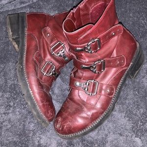 Maroon Buckle Boots (kohls)